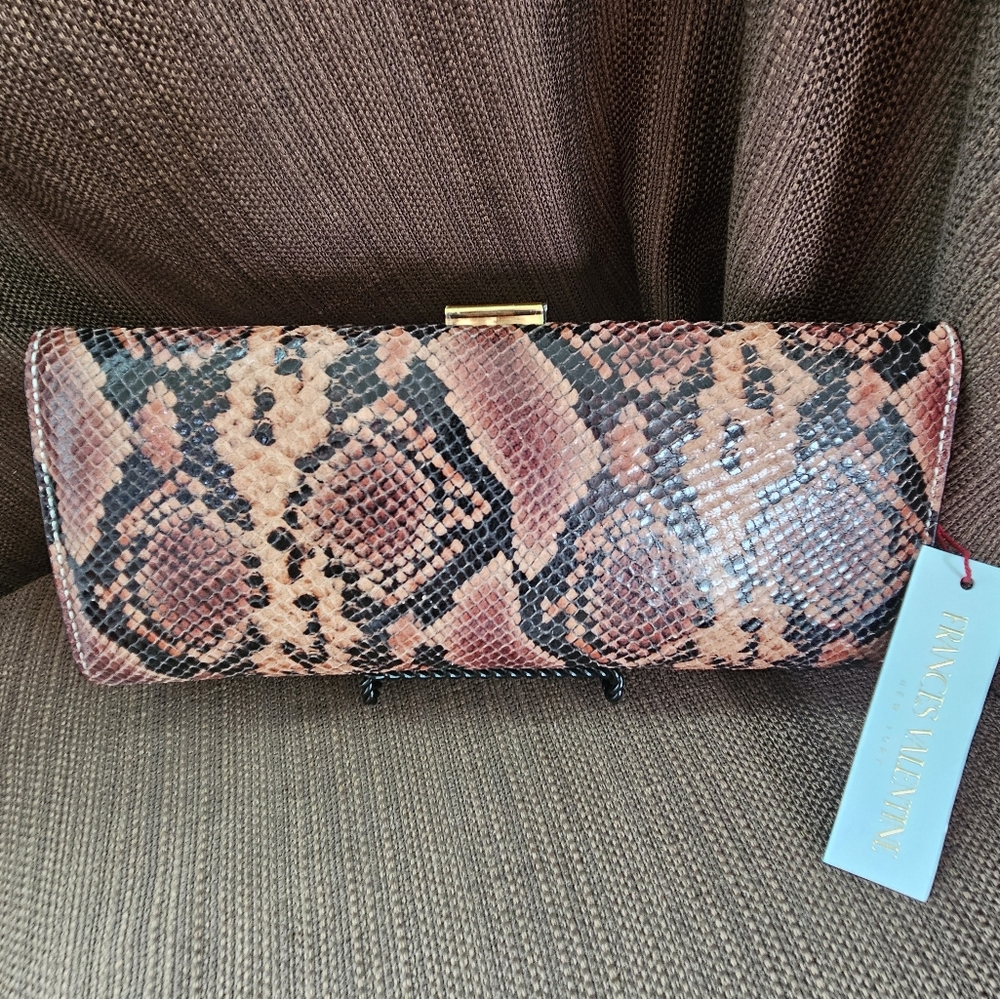 Frances Valentine Eleni Snake Embossed Leather Clutch